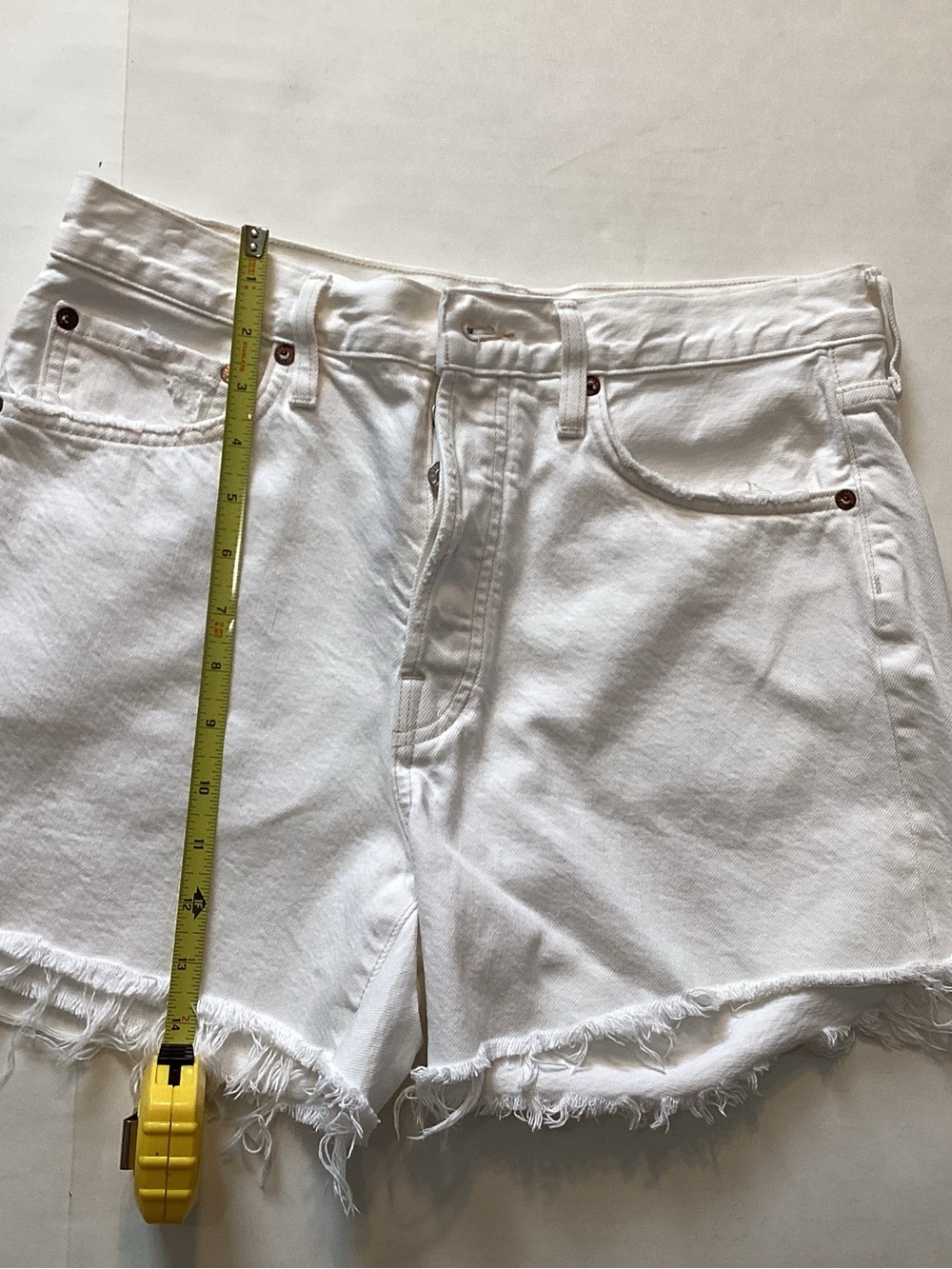 Agolde White Frayed Hem Women's Denim Shorts Size 27